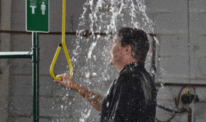 The importance of tepid water -safety shower in use